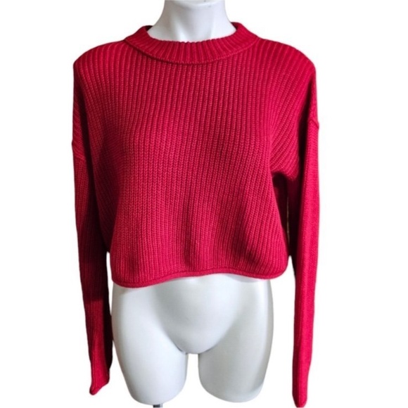 Wild Fable Long Sleeve Crop Red Sweater - Picture 3 of 4